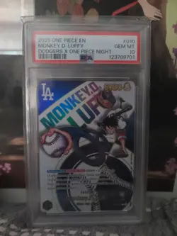 Los Angeles Dodgers One Piece Monkey D Luffy Leader Promo Card Psa 10 - Image 5
