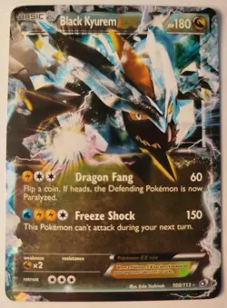 Black Kyurem EX 100/113 Ultra Rare Legendary Treasures Pokemon Card - Image 1