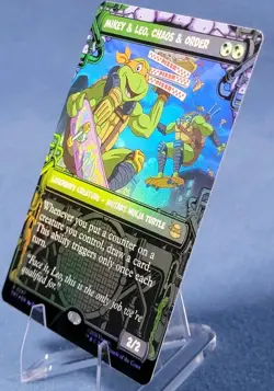 Mikey & Leo, Chaos & Order 247 MTG Teenage Mutant Ninja Turtles Borderless Foil - Image 1