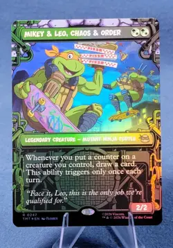 Mikey & Leo, Chaos & Order 247 MTG Teenage Mutant Ninja Turtles Borderless Foil - Image 2