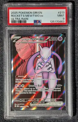 2025 POKEMON DRI EN-DESTINED RIVALS ULTRA RARE TEAM ROCKET'S MEWTWO EX PSA 9 - Image 1