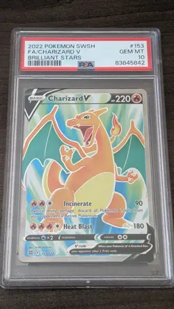 CHARIZARD V 2022 Pokemon #153/172 PSA 10 GEM-MINT Brilliant Stars FULL ART - Image 1