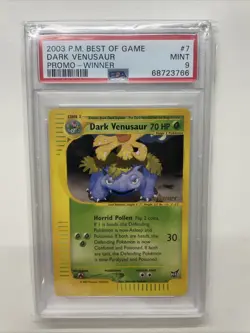 2002 POKEMON BEST OF GAME #7 DARK VENUSAUR PROMO WINNER PSA 9 - Image 1