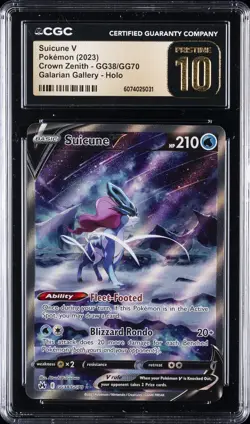 2023 POKEMON CROWN ZENITH GALARIAN GALLERY HOLO SUICUNE V CGC 10 PERFECT - Image 1