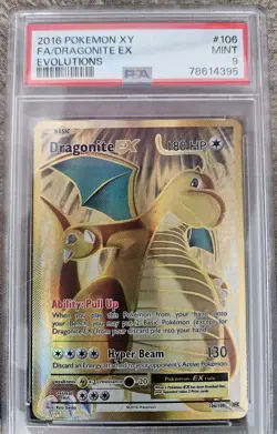 Pokemon Dragonite EX (Full Art) 106/108 Evolutions Holo PSA 9 - Image 1