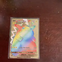 2020 Pikachu VMAX Pokemon Vivid Voltage Set Rainbow Gold Foil Holo Rare #044 - Image 1