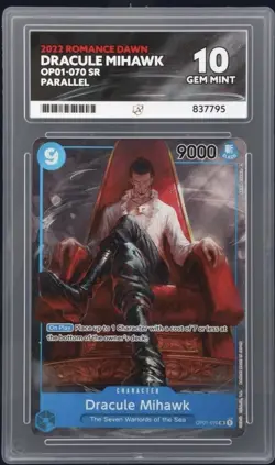 One Piece Dracule Mihawk OP01-070 Card Romance Dawn Ace 10 Graded Card - Image 1