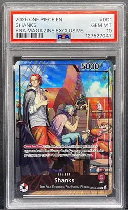 2025 One Piece EN #001 Shanks PSA Magazine Exclusive - Graded PSA 10 GEM MINT - Image 1