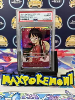 PSA 10 Monkey D. Luffy ST01-012 SR Super Pre-Release Stamped One Piece ST01 2022 - Image 1