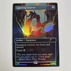 Lightning Greaves Foil Secret Lair Marvel's Spider-Man Heroic Deeds MTG SLD 1992 - Image 1