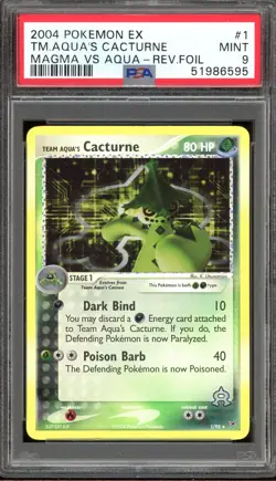 Pokemon Team Aqua's Cacturne EX Magma Vs Aqua Reverse Holo Rare #1 PSA 9 Mint - Image 1