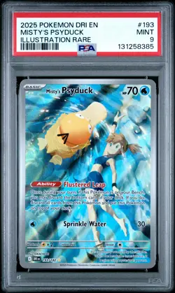 2025 POKEMON DRI EN-DESTINED RIVALS ILLUSTRATION RARE #193 MISTY'S PSYDUCK PSA 9 - Image 1