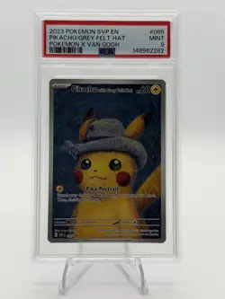 PSA 9 MINT 2023 POKEMON SVP EN PIKACHU FELT HAT X VAN GOGH 085 - Image 1