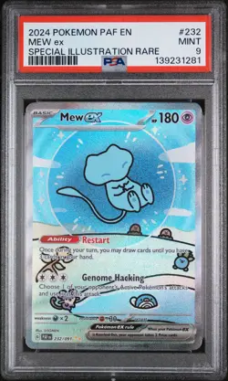 2024 POKEMON PAF EN-PALDEAN FATES SPECIAL ILLUSTRATION RARE #232 MEW EX PSA 9 - Image 1