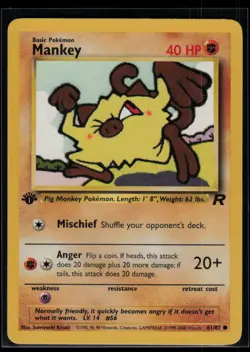 Mankey 61/82 1st Edition Team Rocket Vintage WOTC Pokemon TCG LP - Image 1