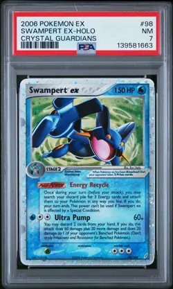 2006 POKEMON EX CRYSTAL GUARDIANS #98 SWAMPERT EX-HOLO PSA 7 - Image 1