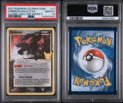 Pokemon 2021 Celebrations Umbreon-Gold Star 17/17 Holo PSA 10 Classic Collection - Image 3