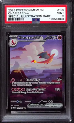 2023 POKEMON MEW EN-151 SPECIAL ILLUSTRATION RARE #199 CHARIZARD EX PSA 9 - Image 1