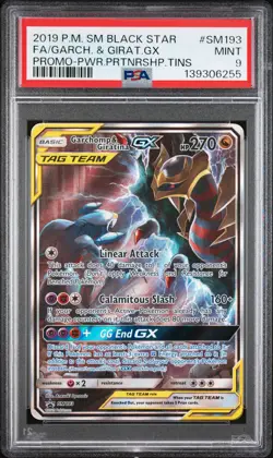 2019 POKEMON SM BLACK STAR PROMO #SM193 FULL ART/GARCHOMP & GIRATINA GX PSA 9 - Image 1