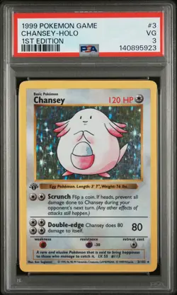 1999 POKEMON BASE SET 1ST EDITION #3 CHANSEY-HOLO PSA 3 - Image 1
