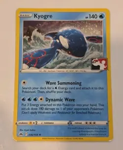 Pokemon Kyogre Prize Pack Series 4 Cosmos Holo Play Stamped Promo 036/159 - Image 1