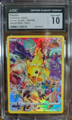PIKACHU Crown Zenith Secret Rare Holo #160 CGC 10 Pokemon - Image 1