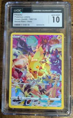 PIKACHU Crown Zenith Secret Rare Holo #160 CGC 10 Pokemon - Image 3
