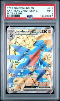 2025 POKEMON DRI EN-DESTINED RIVALS ULTRA RARE #215 CYNTHIA'S GARCHOMP EX PSA 9 - Image 1
