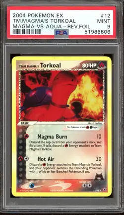 Pokemon Team Magma's Torkoal EX Magma Vs Aqua Reverse Holo Rare #12 PSA 9 Mint - Image 1