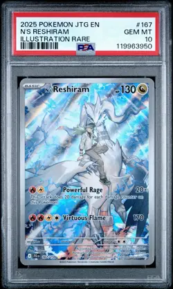 Pokemon 2025 Journey Together N's Reshiram Illustration Rare Card 167/159 PSA 10 - Image 1