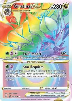 Giratina VSTAR (Secret) 201/196 Swsh11: Lost Origin Holo Pokemon Card NM - Image 1