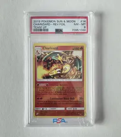 Pokemon Charizard Reverse Holo Card 14 Team Up #14 /181 PSA 8 Graded - Image 1