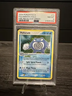 Pokemon TCG Poliwrath EX FireRed & LeafGreen 11/112 Holo Rare PSA 8 - Image 1