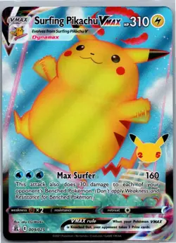 Pokemon Surfing Pikachu VMAX Ultra Rare Celebrations 009/025 NM - Image 1