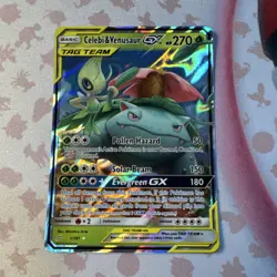 Pokemon Celebi & Venusaur GX 1/181 Sm-Team Up TAG TEAM GX Holo English Card - Image 1