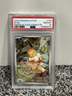 2025 Eevee 173 Pokemon Prismatic Evolutions ETB Promo PSA 10 - Image 1