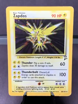 Pokemon TCG Zapdos 20/130 Base Set 2 Holo Rare WOTC VTG 2000 MP - Image 1