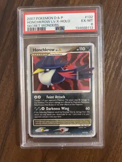 Pokemon Honchkrow LV.X Secret Wonders 132/132 Holo Ultra Rare PSA 6 - Image 1