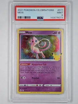Mew 011/025 Holo Rare Celebrations PSA 9 Mint English Pokemon - Image 1