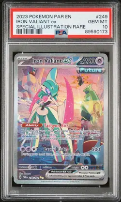 Pokemon TCG Iron Valiant EX Paradox Rift 249/182 Special Illustration Rare PSA10 - Image 1
