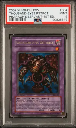 Yugioh Thousand Eyes Restrict PSV-084 1st Edition PSA 9 Mint 2002 English - Image 1