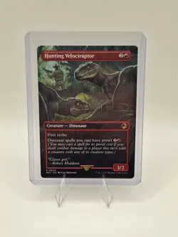 MTG Hunting Velociraptor (Borderless) Jurassic Park World NM/UNPLAYED - Image 1