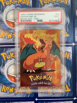 1999 Charizard Topps Pokemon Movie Edition #E6 Black Label FOIL PSA 9 - Image 1