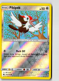 Pikipek 163/214 Common Lost Thunder Pokemon Reverse Holo Lightly Played - Image 1