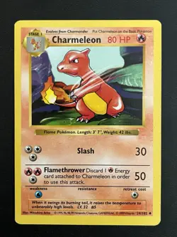 Pokemon Base Set Shadowless Charmeleon 24/102 MP - Image 1