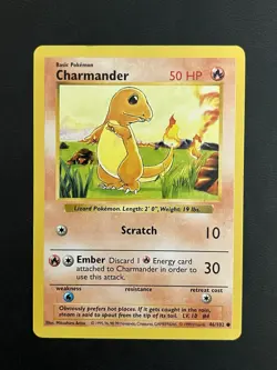 Pokemon Base Set Shadowless Charmander 46/102 LP - Image 1