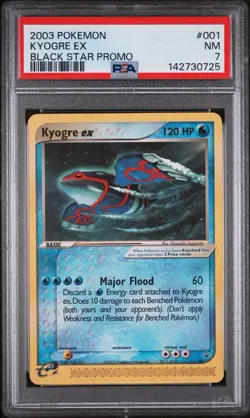 2003 POKEMON BLACK STAR PROMO #001 KYOGRE EX PSA 7 - Image 1