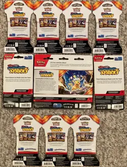 7 Pokemon TCG Scarlet & Violet Surging Sparks Booster Packs + Blister Packs Lot - Image 2