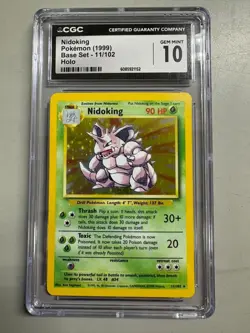 Pokemon Nidoking 1999 Base Set 11/102 Holo CGC 10 GEM MINT - Image 1
