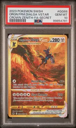 Pokemon Origin Forme Dialga VSTAR Crown Zenith Secret Rare Holo GG68 PSA 10 - Image 1